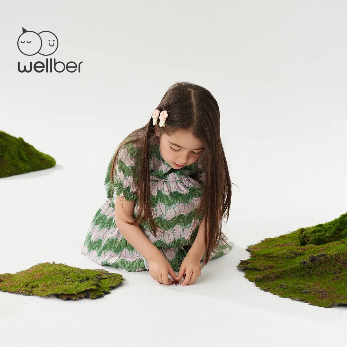 Wilberu Girls Summer Dress Green Leaf Print - Image 12