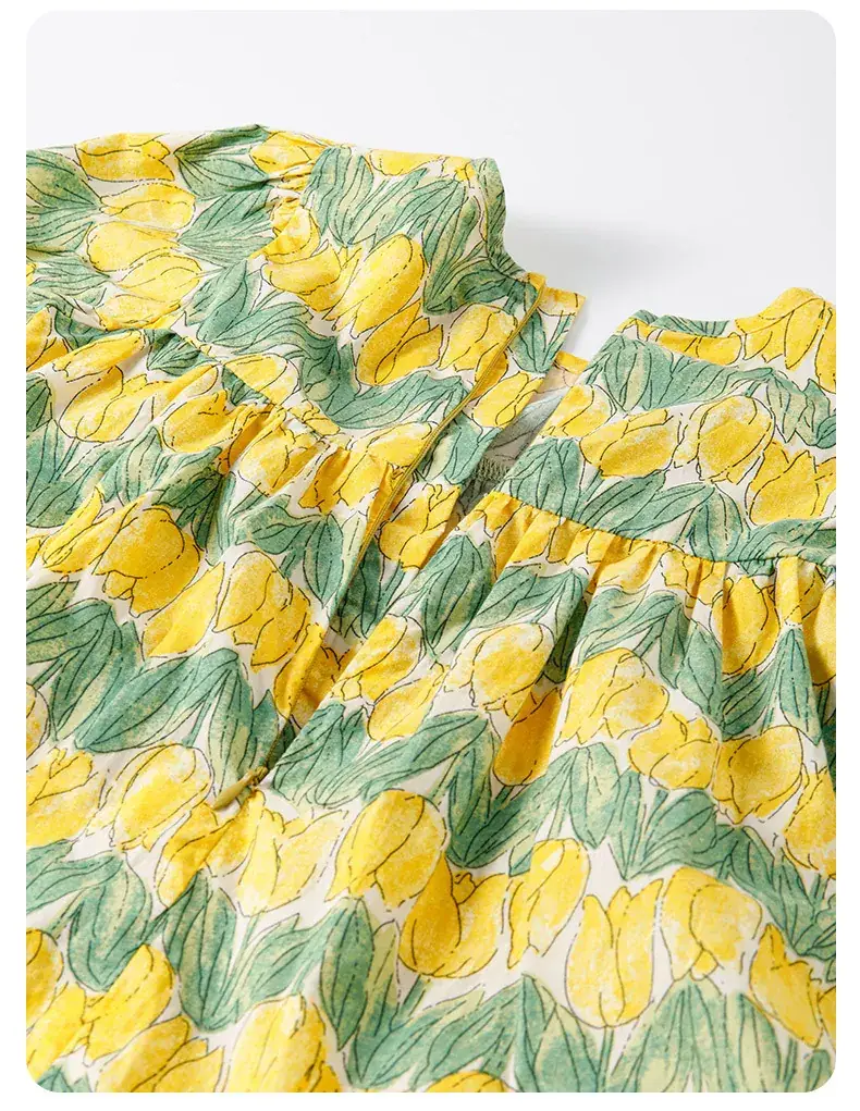 Wilberu Girls Summer Dress Green Leaf Print — feature 10