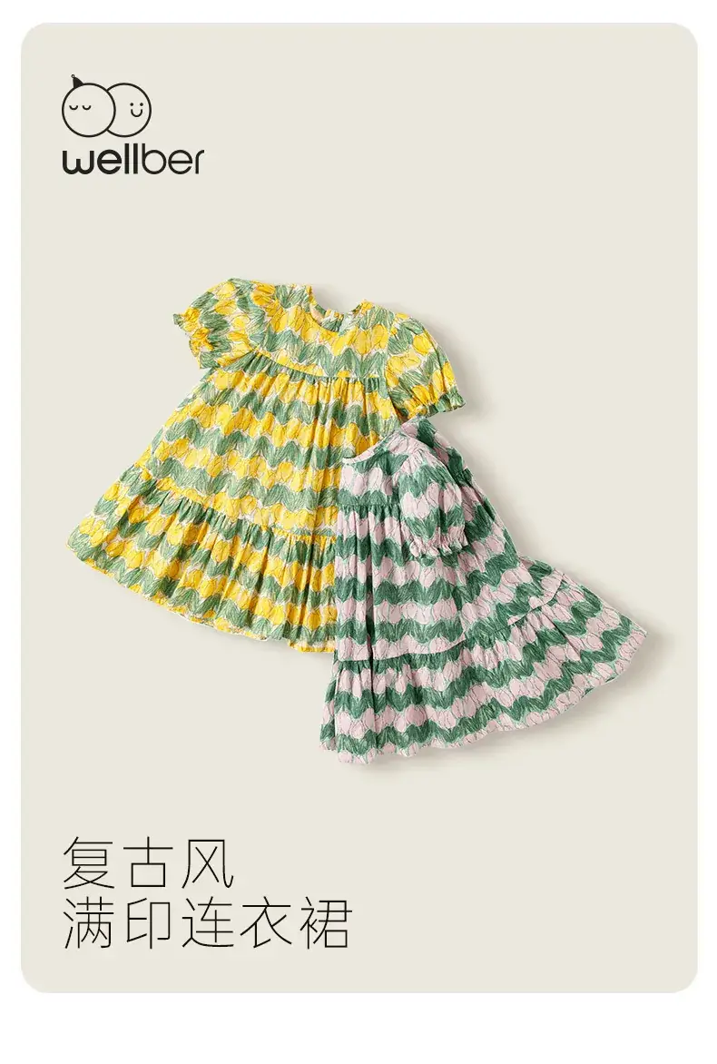 Wilberu Girls Summer Dress Green Leaf Print — feature 8