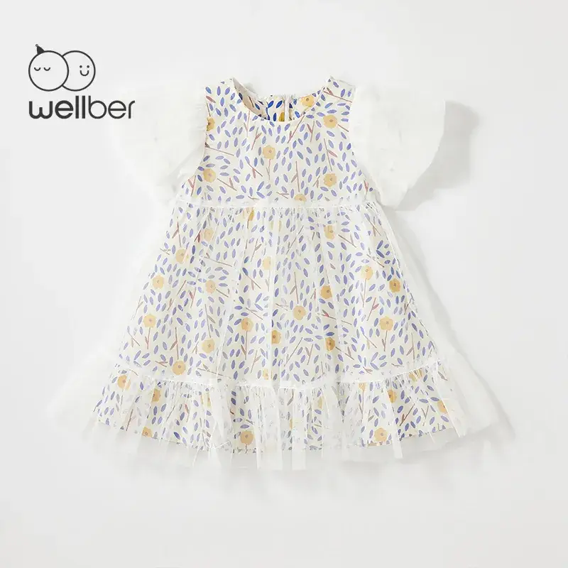 Wilberu Girls Summer Dress Green Leaf Print - Image 8
