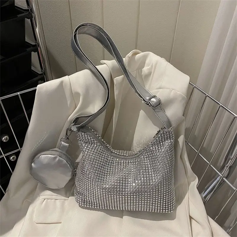 Black Sparkly Shoulder Bag for Women 2023 Spring Summer - Image 8