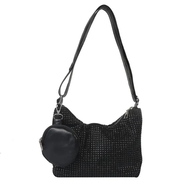 Black Sparkly Shoulder Bag for Women 2023 Spring Summer - Image 9