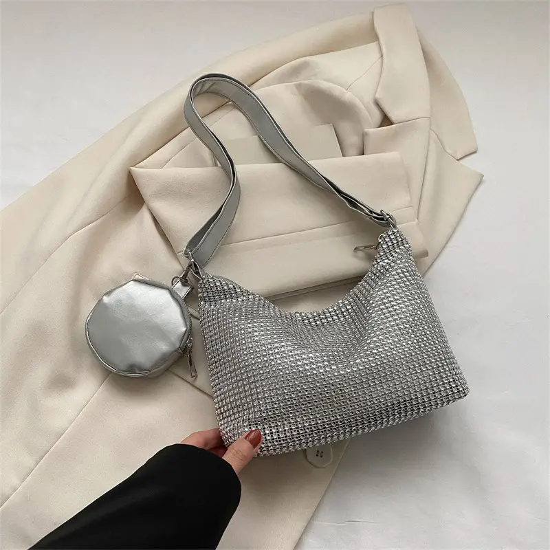 Black Sparkly Shoulder Bag for Women 2023 Spring Summer - Image 3