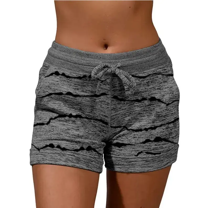 Women Star Print Quick Dry Shorts Gray Cotton - Image 14