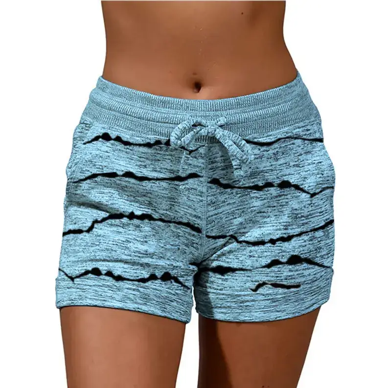 Women Star Print Quick Dry Shorts Gray Cotton - Image 12