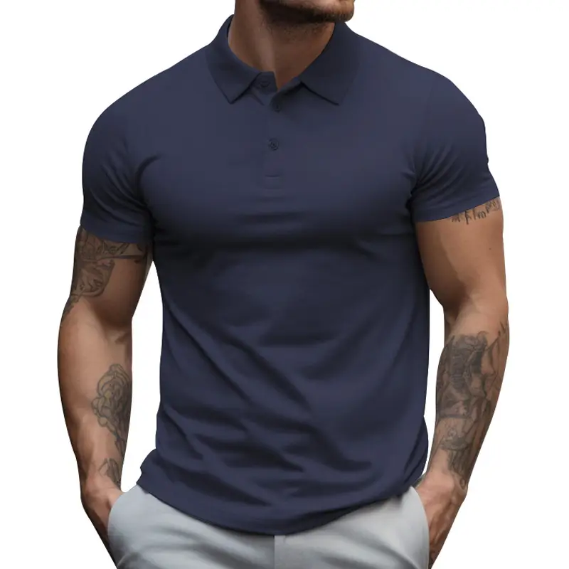 Men's Gray Polo Shirt Short Sleeve Summer Casual Wear — feature 22