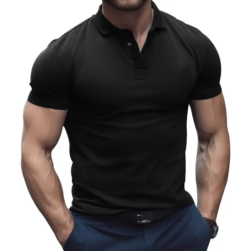 Men's Gray Polo Shirt Short Sleeve Summer Casual Wear — feature 39
