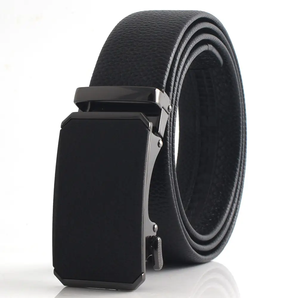 Black Faux Leather Automatic Buckle Belt for Men - Image 15
