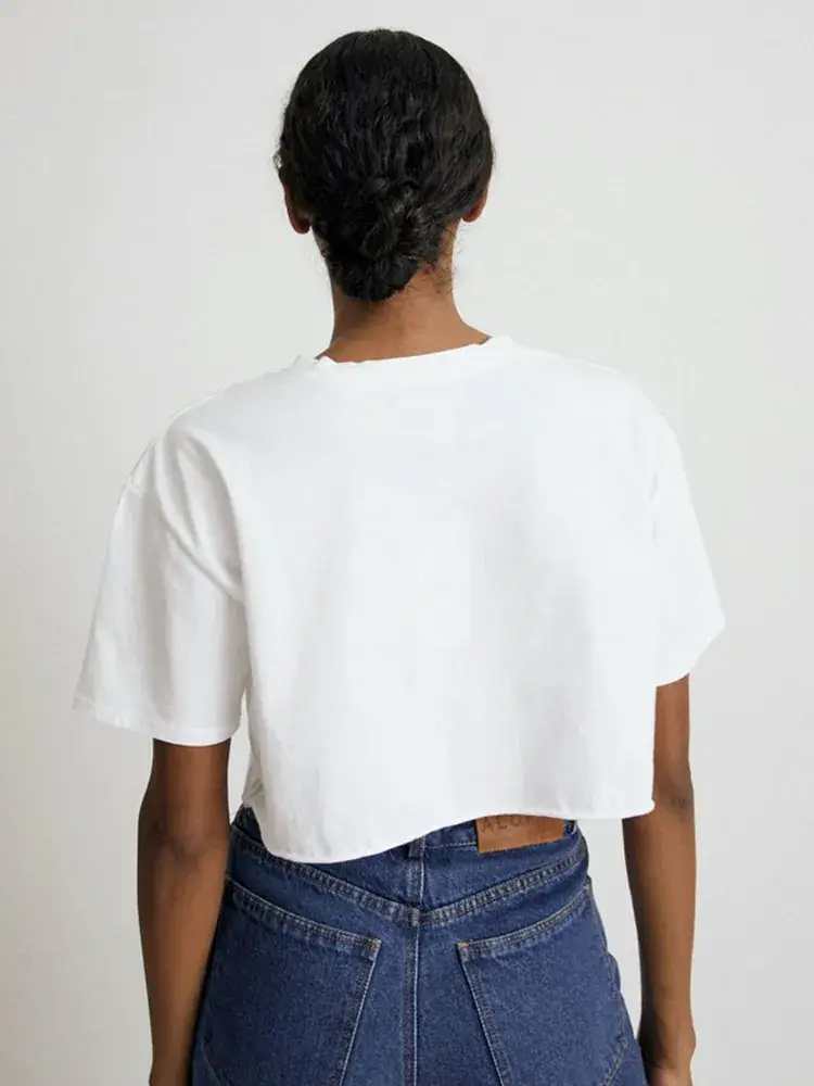Women Pure Cotton Short Sleeve T-Shirt Black White - Image 10