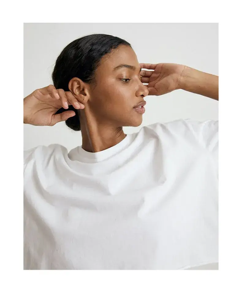 Women Pure Cotton Short Sleeve T-Shirt Black White — feature 10