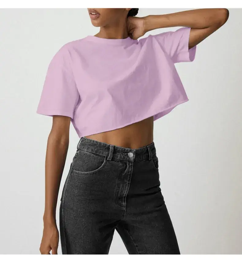 Women Pure Cotton Short Sleeve T-Shirt Black White — feature 20