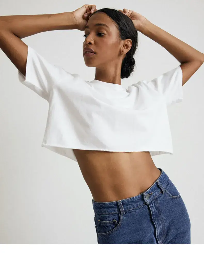 Women Pure Cotton Short Sleeve T-Shirt Black White — feature 3