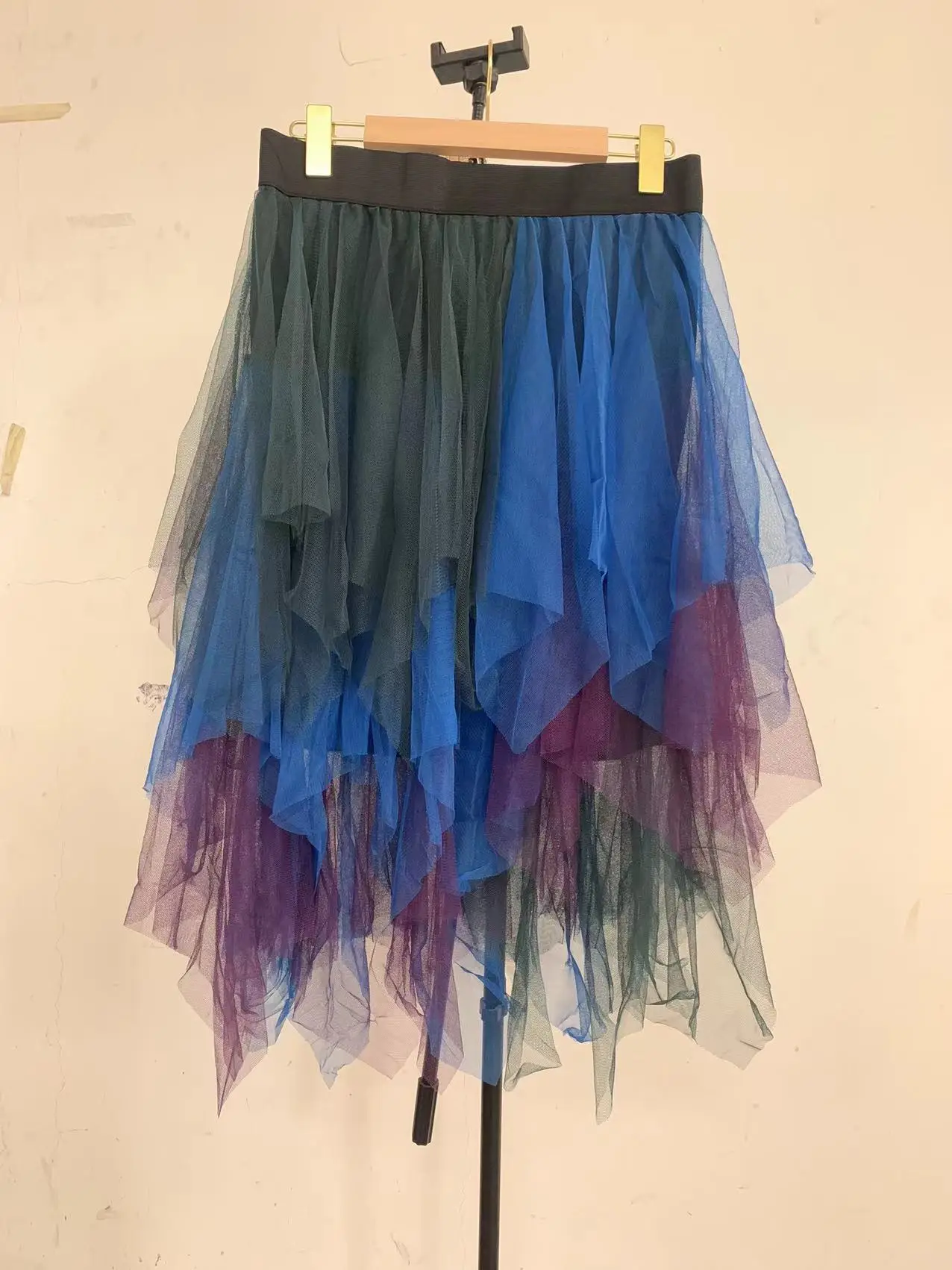 Purple Mesh Veil Skirt Women Mid Length High Waist — feature 17