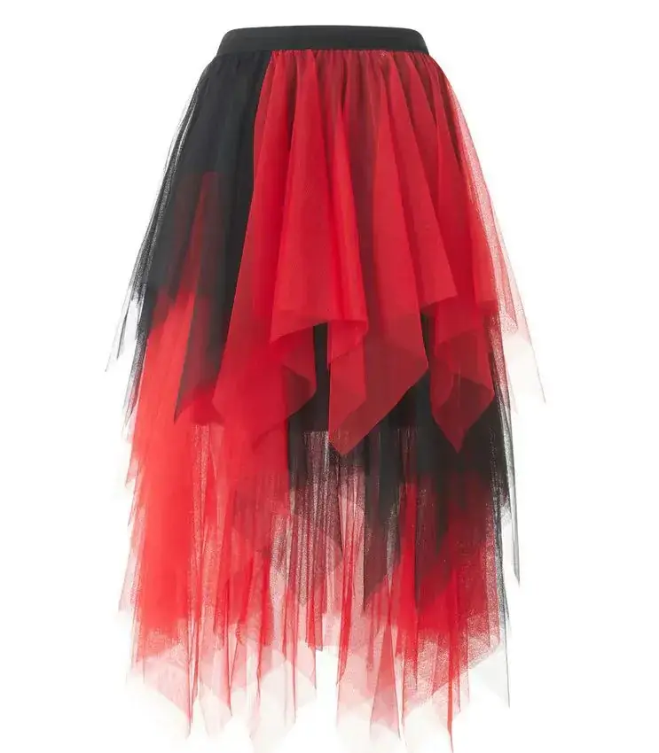 Purple Mesh Veil Skirt Women Mid Length High Waist - Image 15