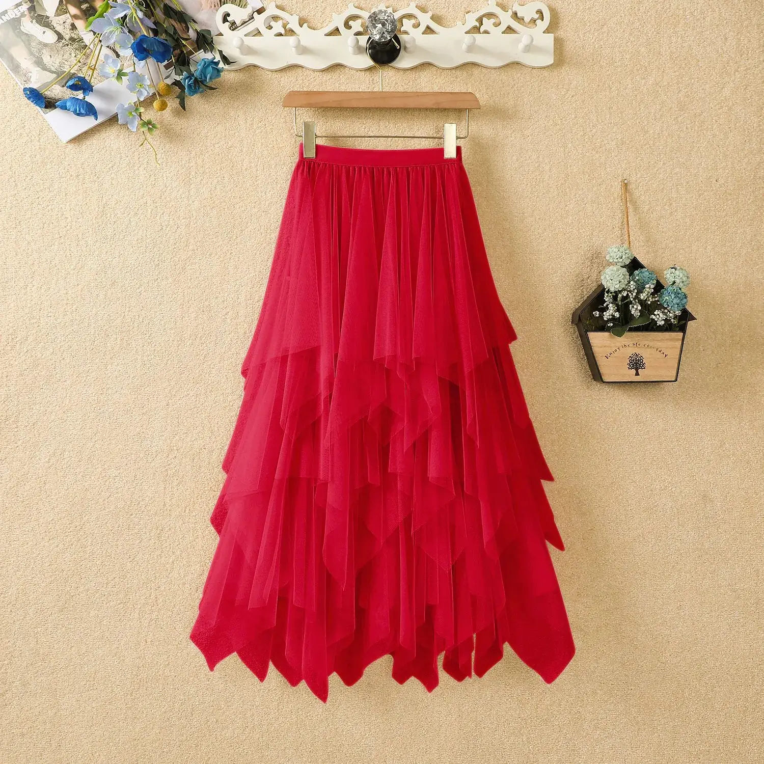 Purple Mesh Veil Skirt Women Mid Length High Waist - Image 22