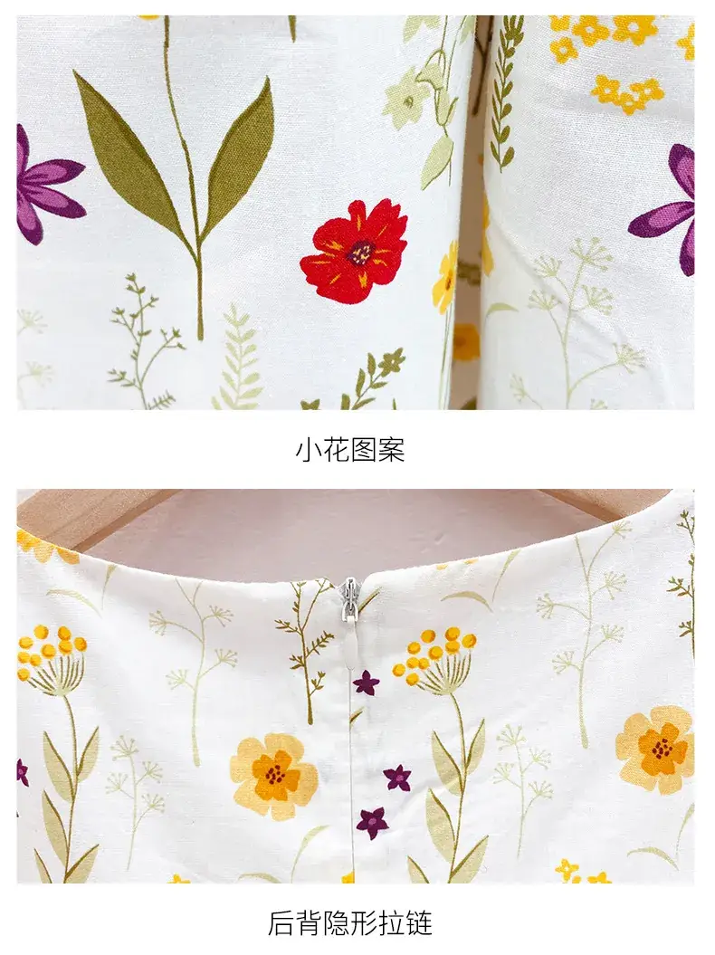 Girls Floral Cotton Dress Belt Waist Summer Dress — feature 22