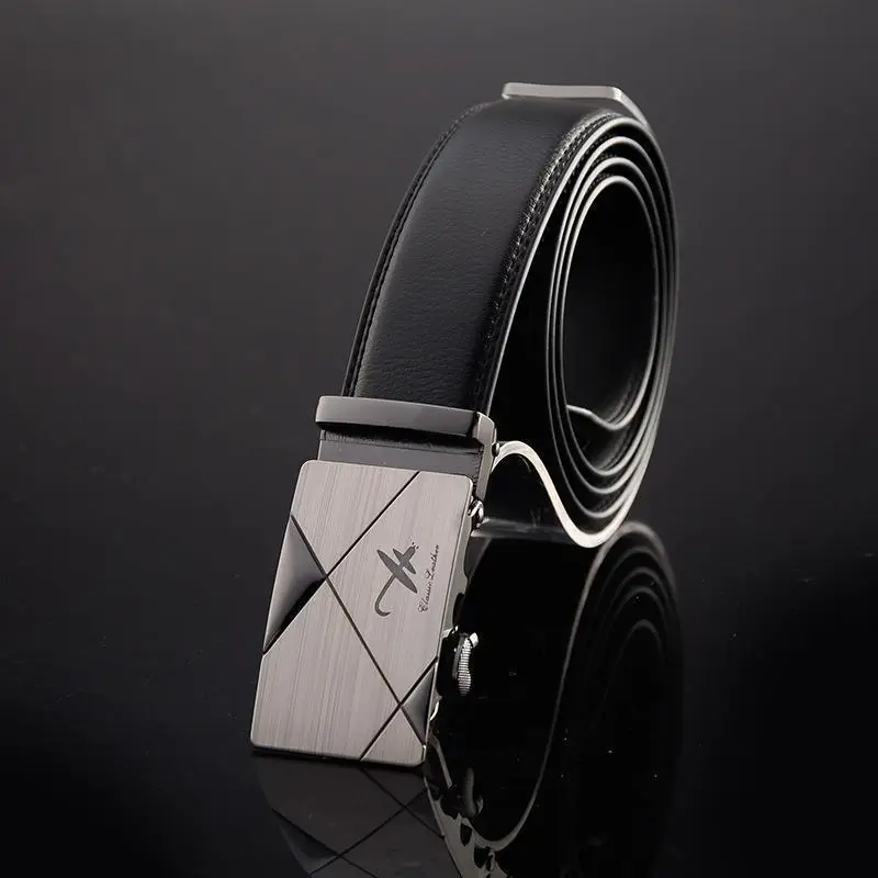 Men's Black Leather Automatic Buckle Belt - Image 7