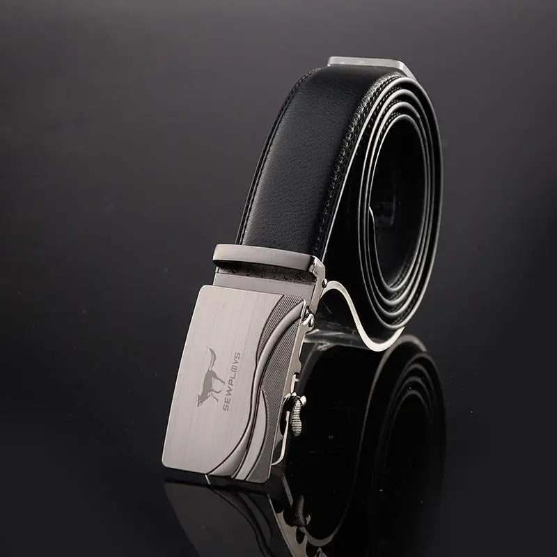 Men's Black Leather Automatic Buckle Belt - Image 9