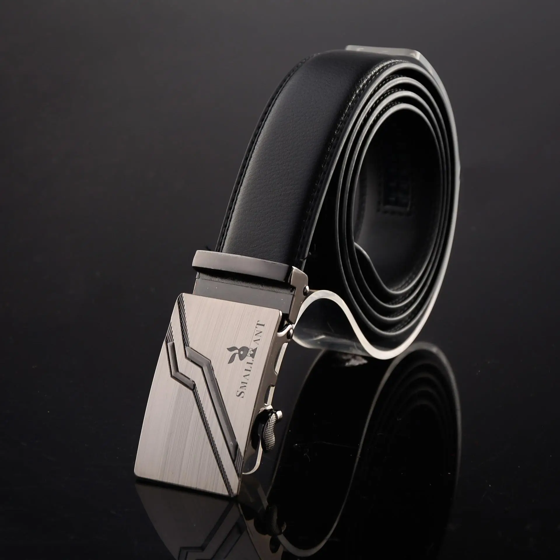 Men's Black Leather Automatic Buckle Belt - Image 5