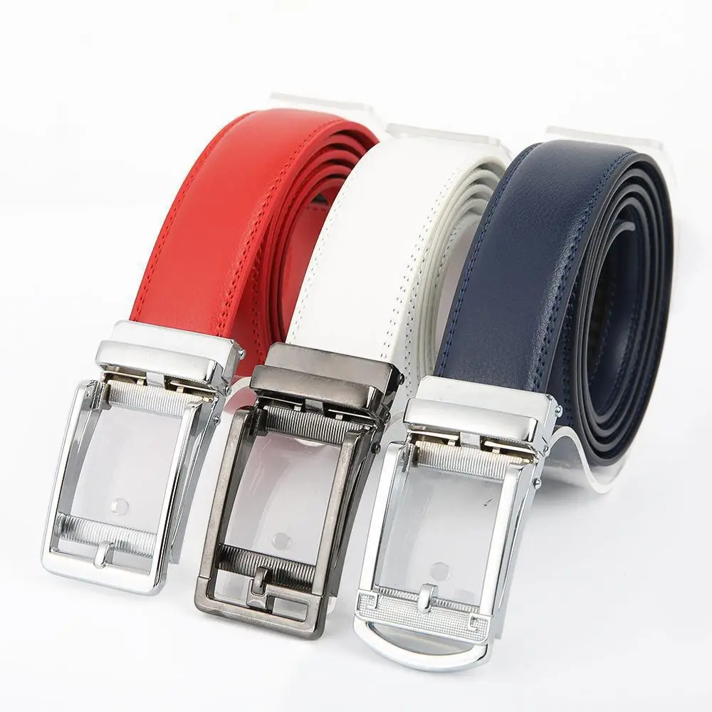 Men's Two-Layer Leather Belt Click Buckle Automatic - Image 3