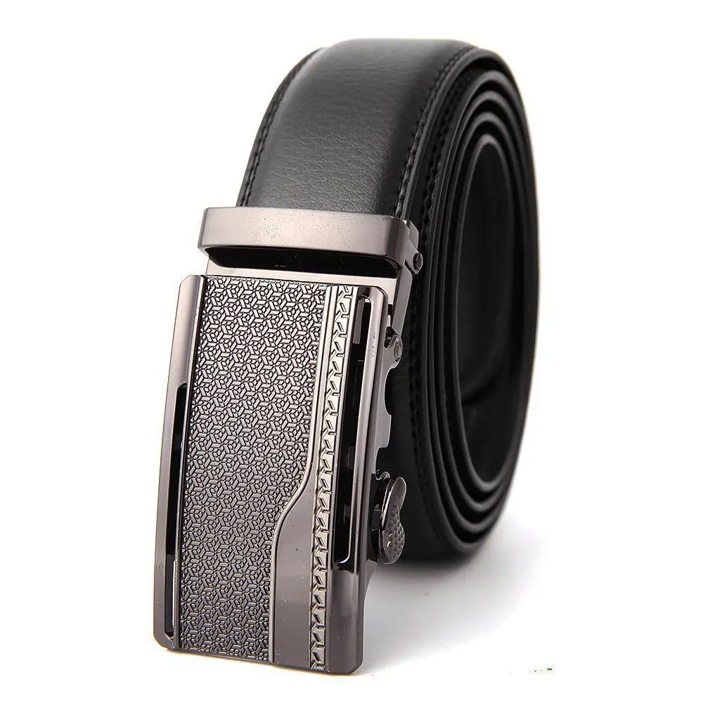 Men's Black Leather Belt with Gold Buckle - Image 11