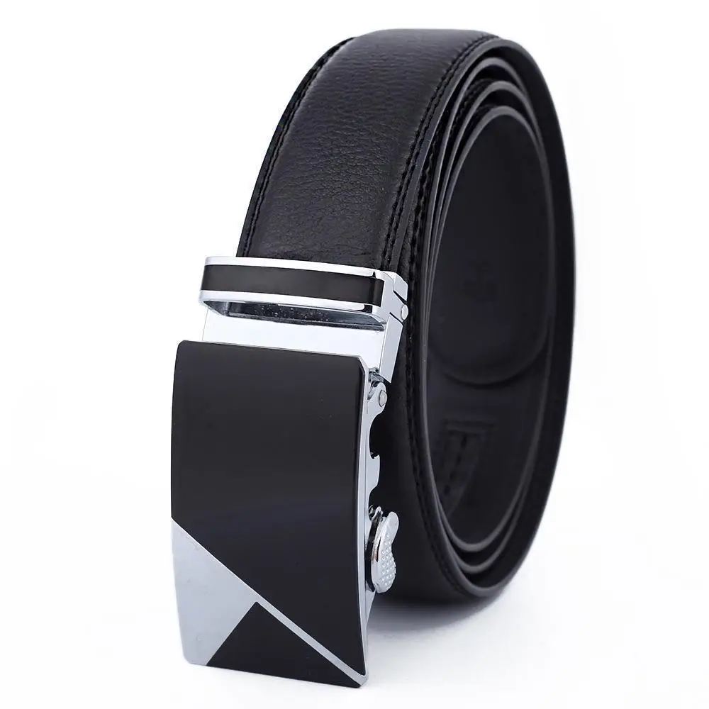 Men's Black Leather Belt with Gold Buckle - Image 13