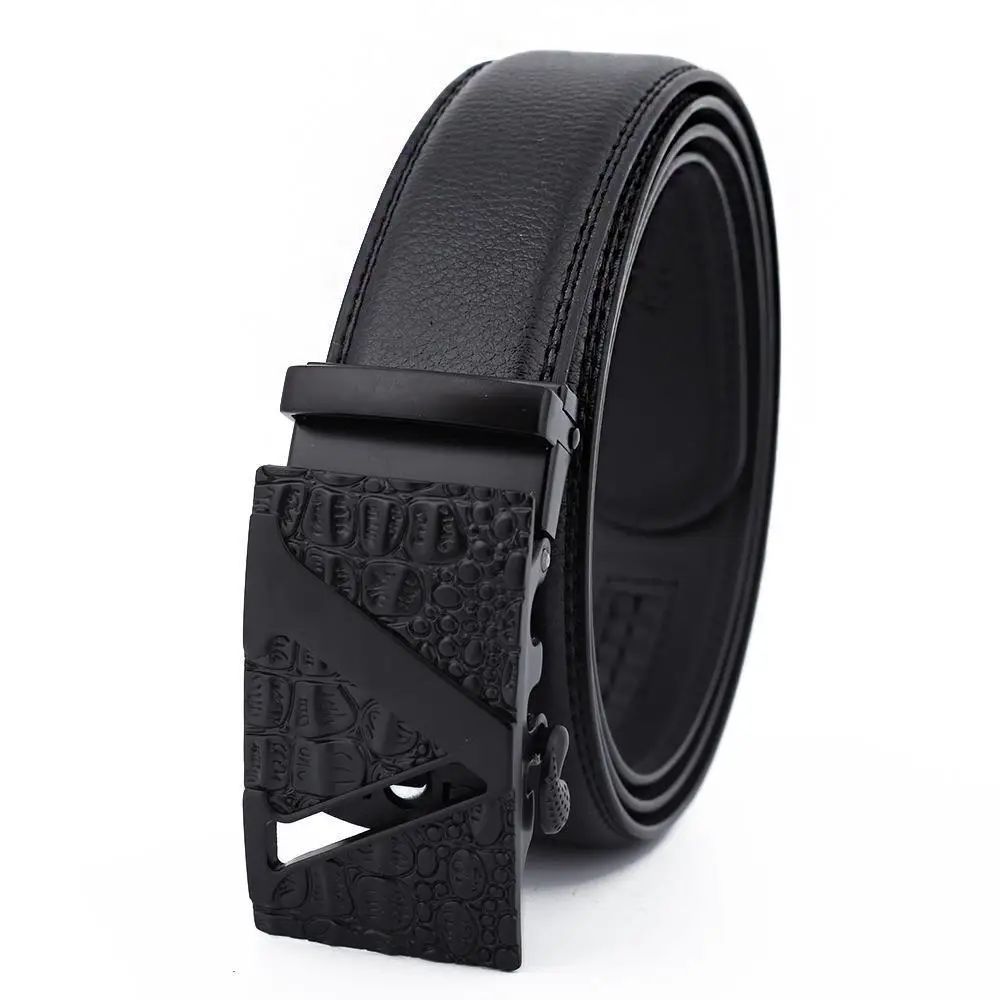 Men's Black Leather Belt with Gold Buckle - Image 16