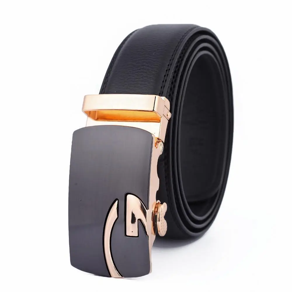 Men's Black Leather Belt with Gold Buckle - Image 17