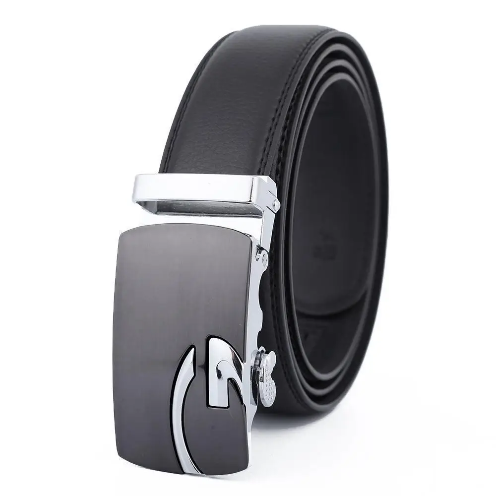 Men's Black Leather Belt with Gold Buckle - Image 18