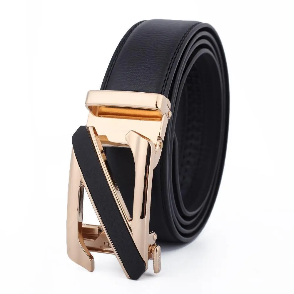 Men's Black Leather Belt with Gold Buckle - Image 19
