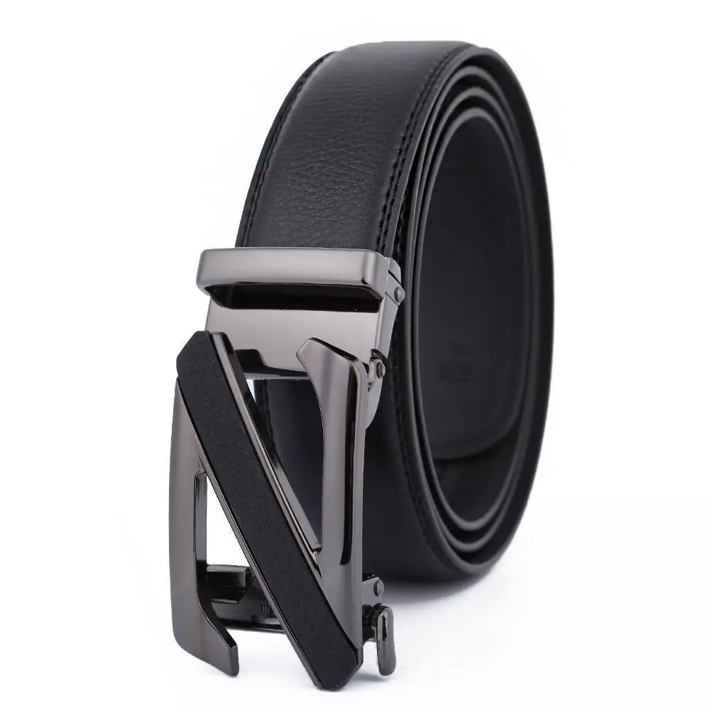 Men's Black Leather Belt with Gold Buckle - Image 21