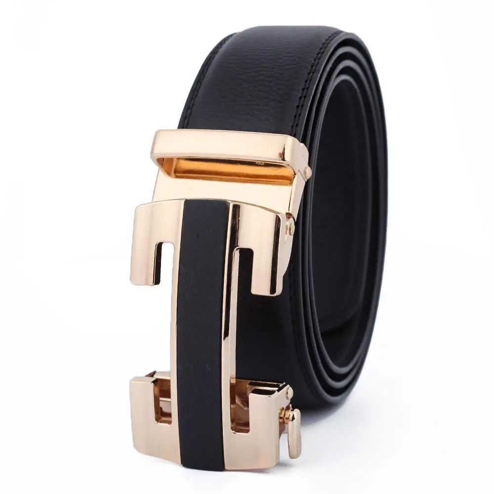 Men's Black Leather Belt with Gold Buckle - Image 22