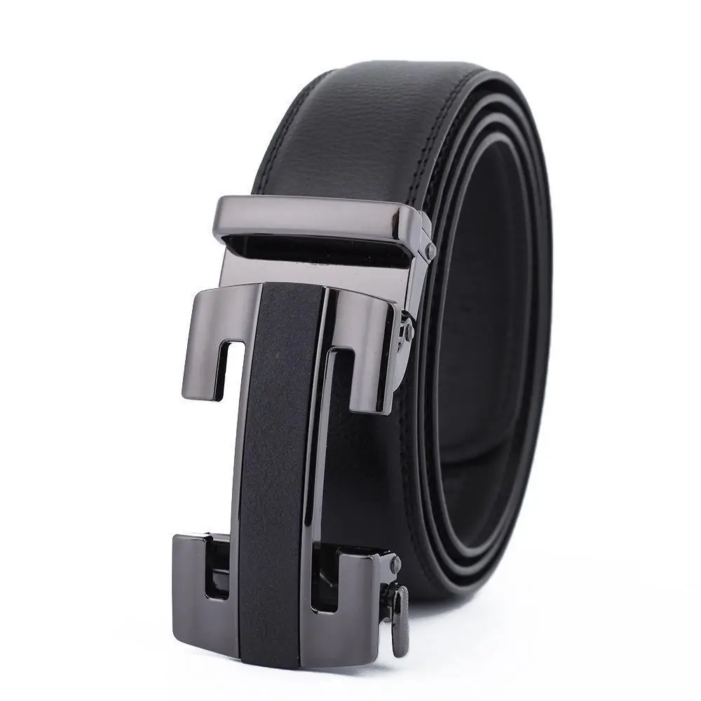 Men's Black Leather Belt with Gold Buckle - Image 24