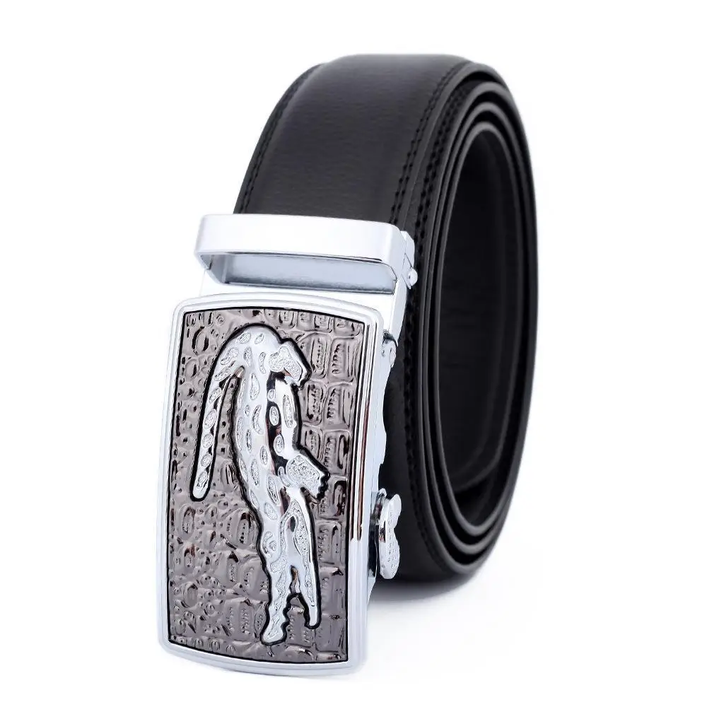 Men's Black Leather Belt with Gold Buckle - Image 28