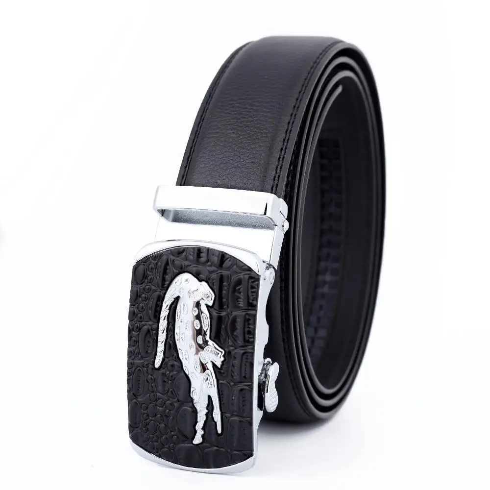 Men's Black Leather Belt with Gold Buckle - Image 31