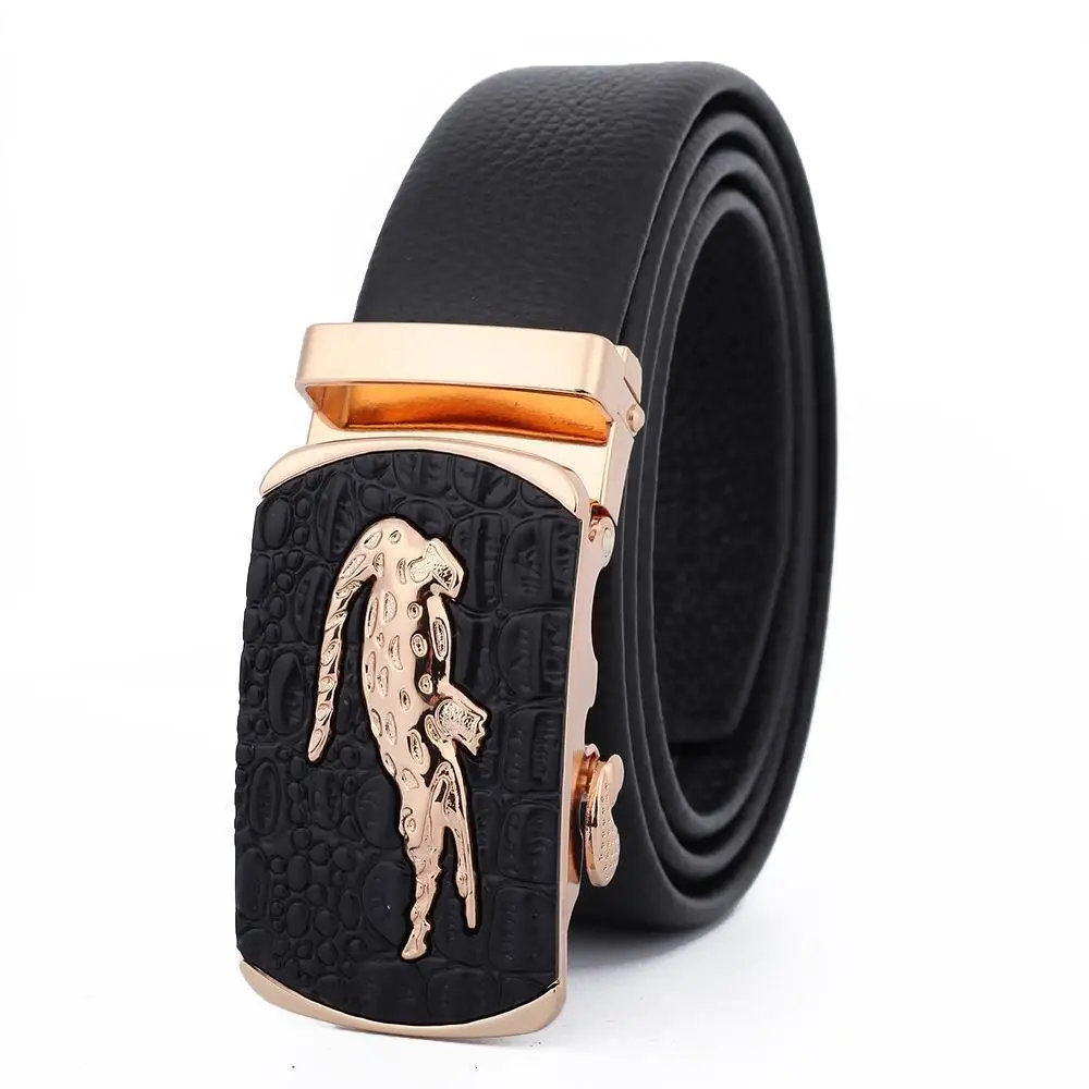 Men's Black Leather Belt with Gold Buckle - Image 32