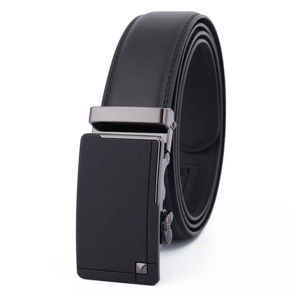 Men's Black Leather Belt with Gold Buckle - Image 34