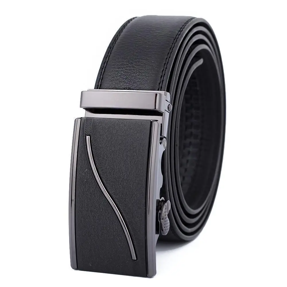 Men's Black Leather Belt with Gold Buckle - Image 35
