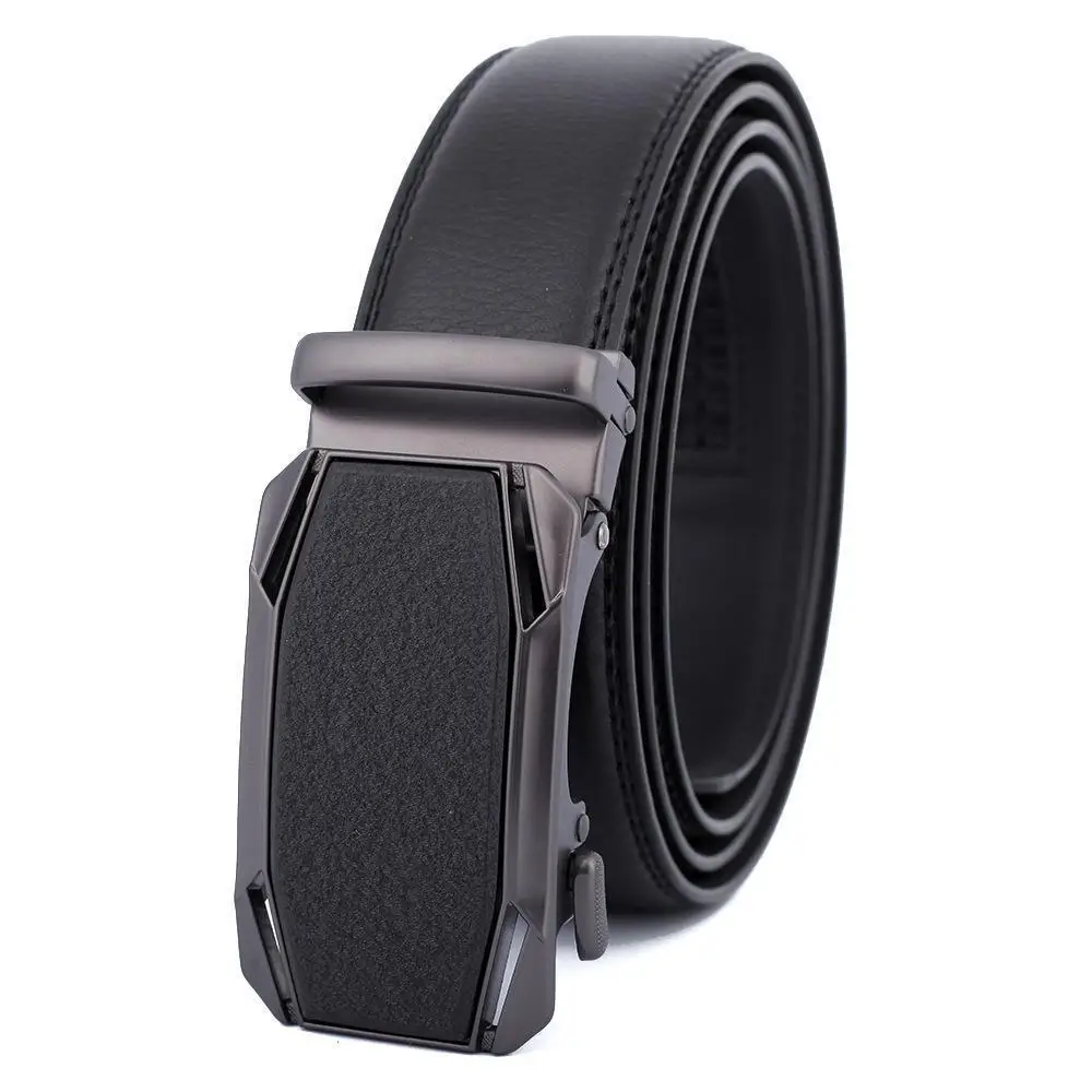 Men's Black Leather Belt with Gold Buckle - Image 36