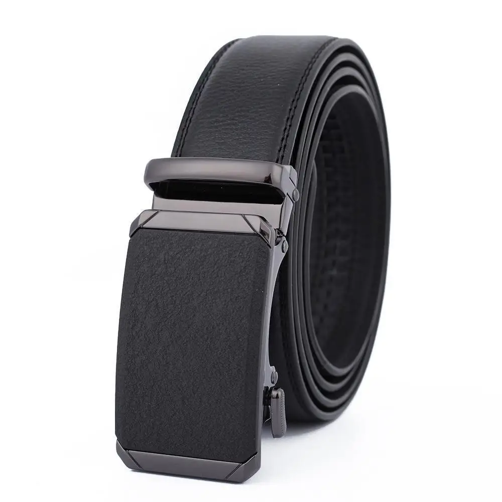 Men's Black Leather Belt with Gold Buckle - Image 38