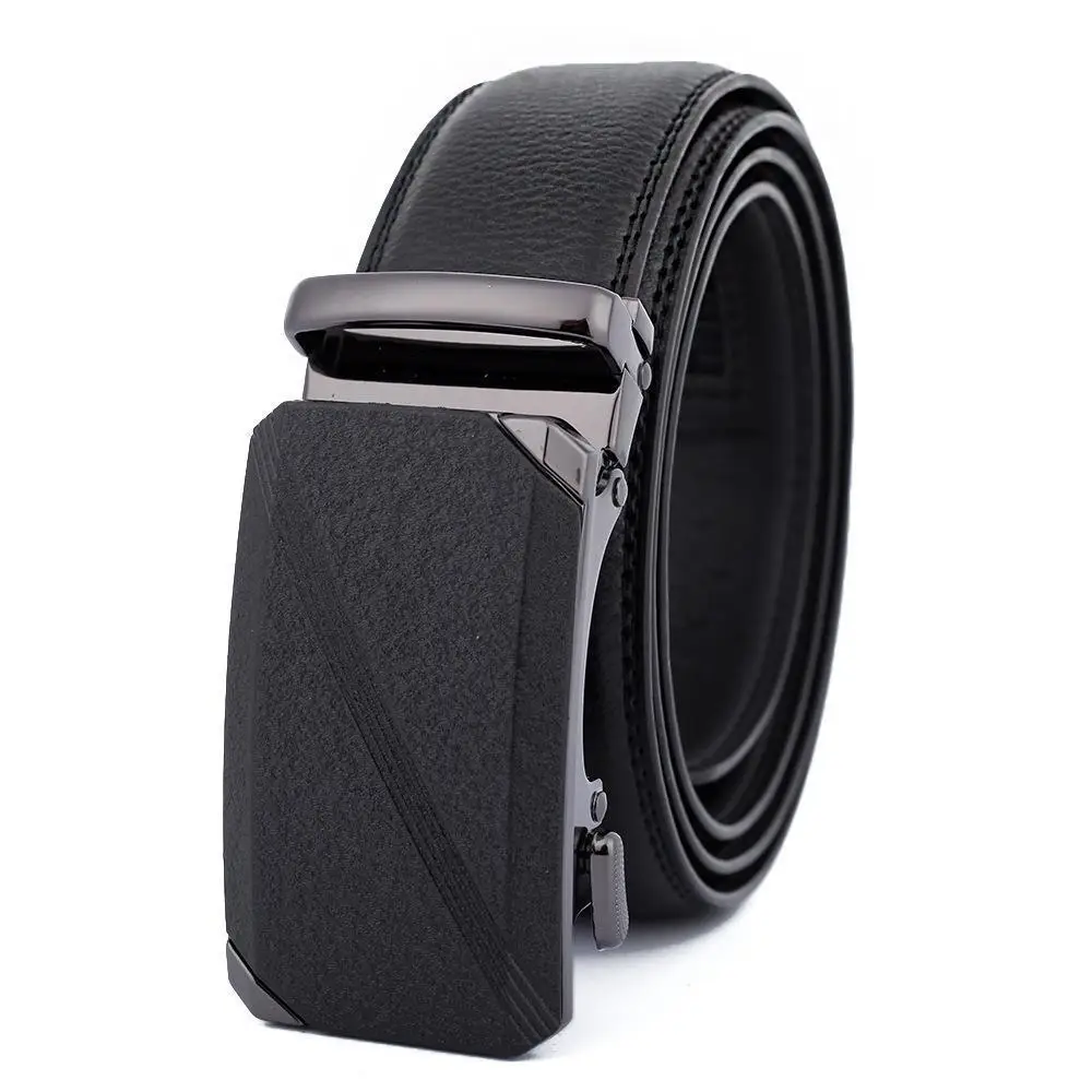 Men's Black Leather Belt with Gold Buckle - Image 39