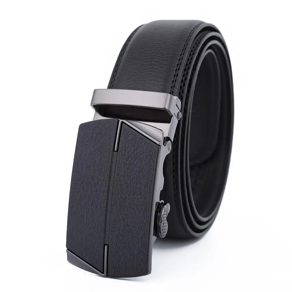 Men's Black Leather Belt with Gold Buckle - Image 40