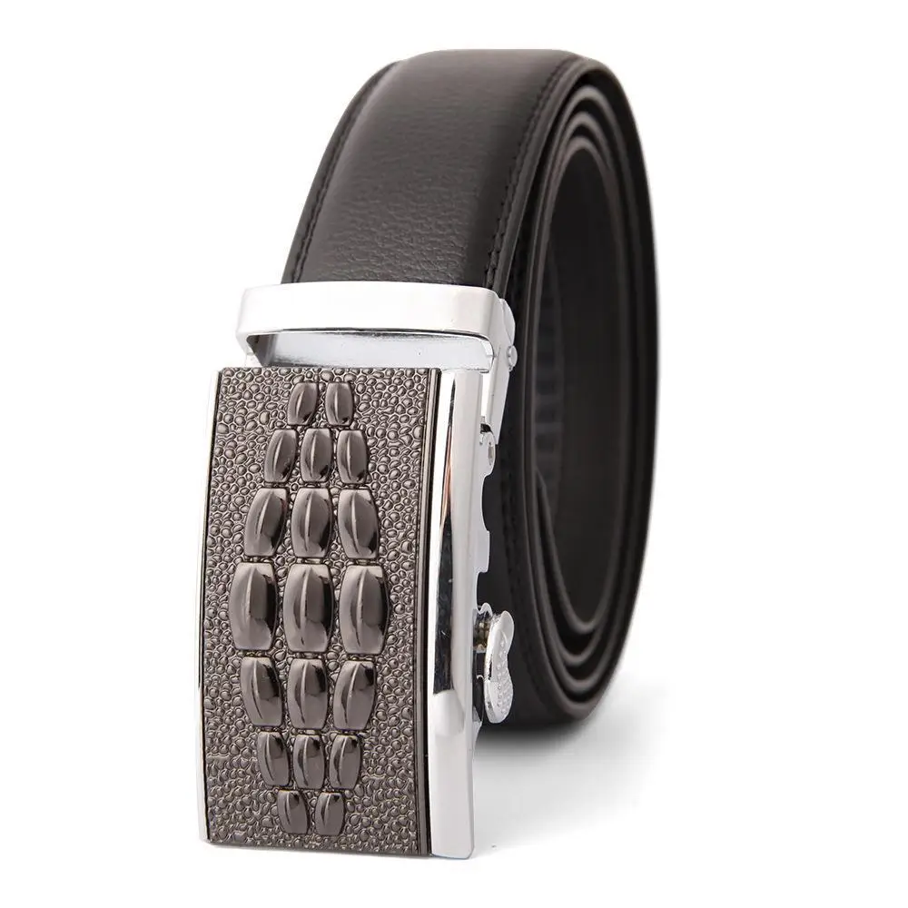 Men's Black Leather Belt with Gold Buckle - Image 7