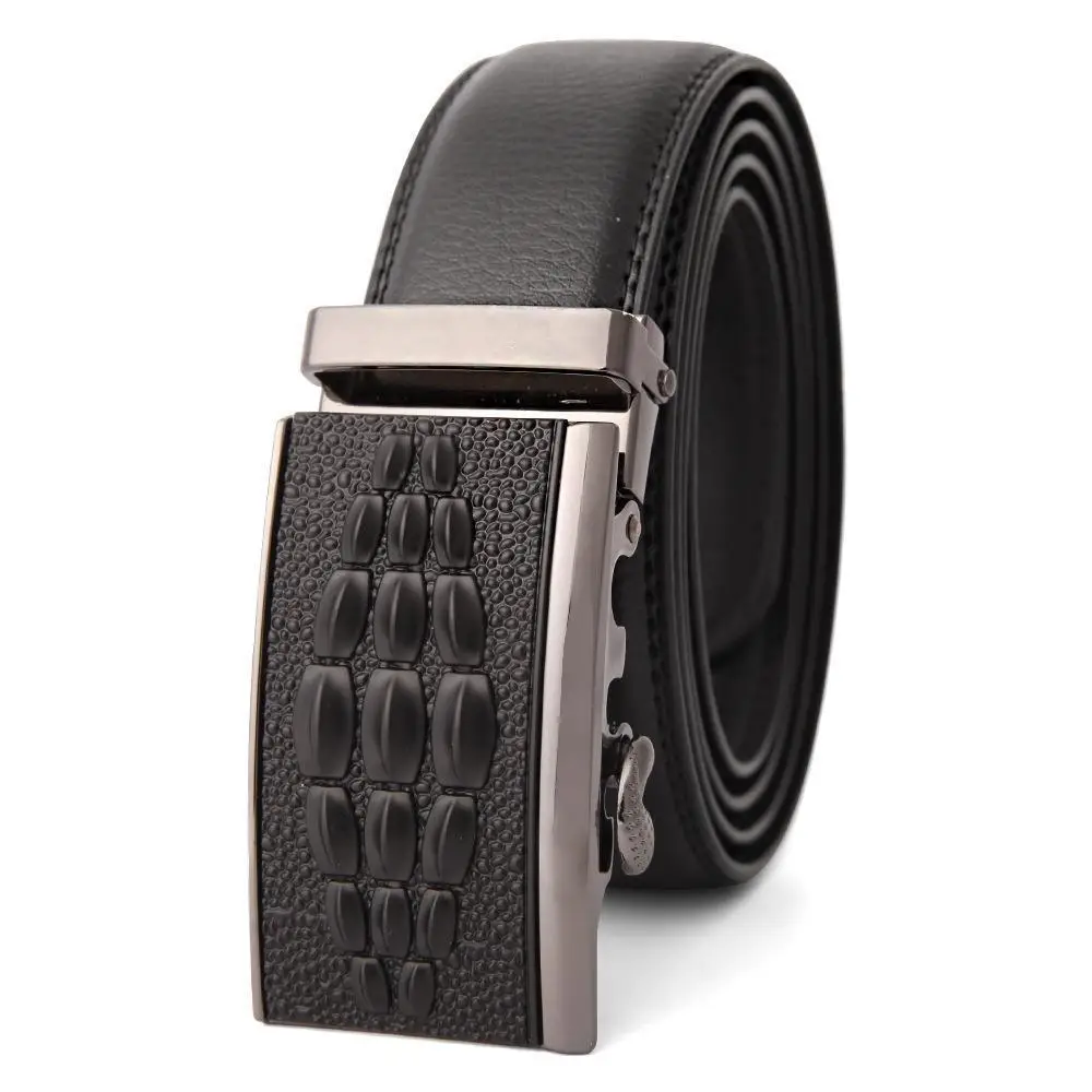 Men's Black Leather Belt with Gold Buckle - Image 8