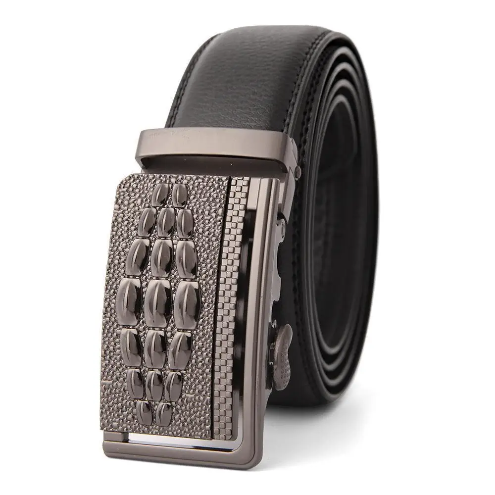 Men's Black Leather Belt with Gold Buckle - Image 9