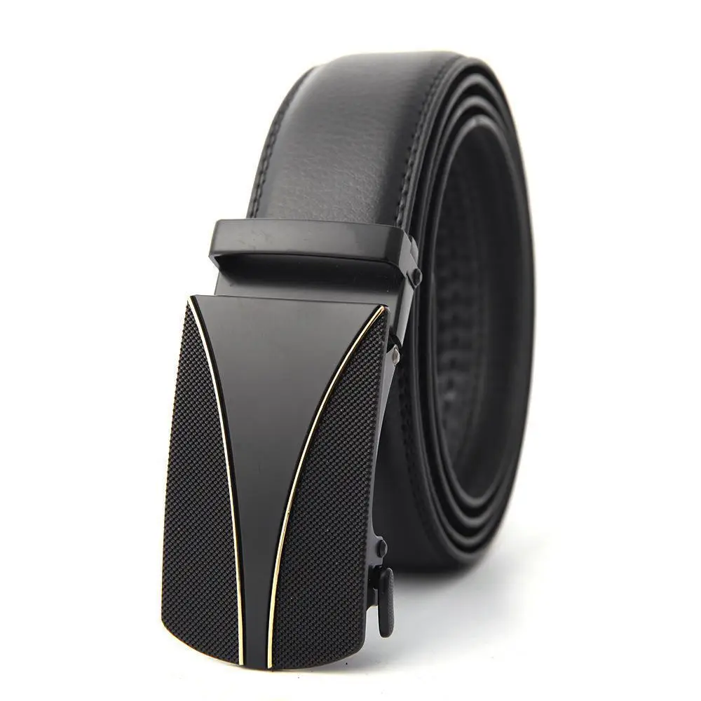 Men's Black Genuine Leather Belt with Automatic Buckle - Image 10