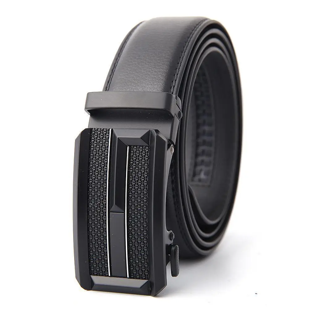 Men's Black Genuine Leather Belt with Automatic Buckle - Image 11