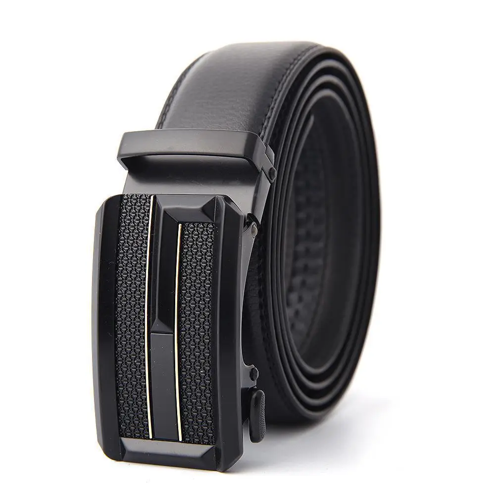 Men's Black Genuine Leather Belt with Automatic Buckle - Image 12