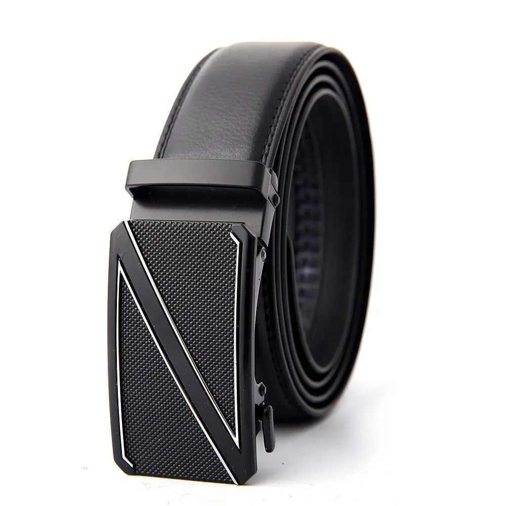 Men's Black Genuine Leather Belt with Automatic Buckle - Image 15
