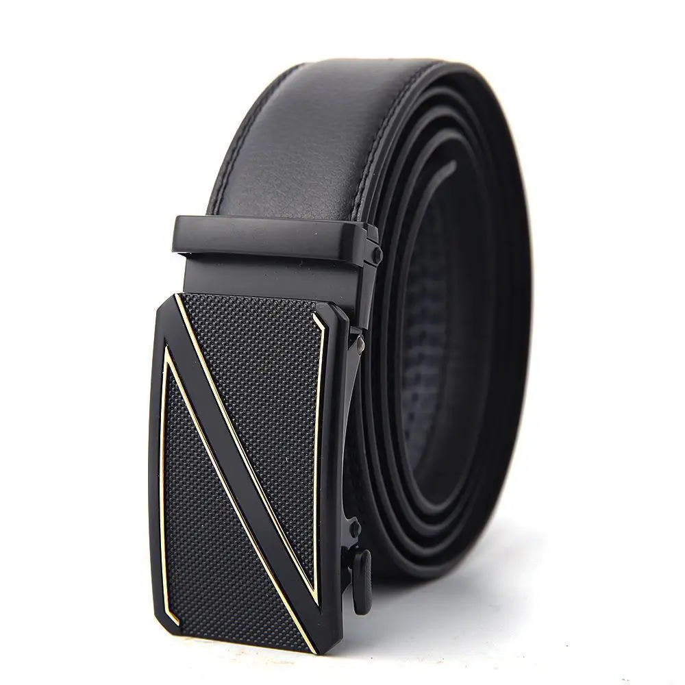 Men's Black Genuine Leather Belt with Automatic Buckle - Image 16